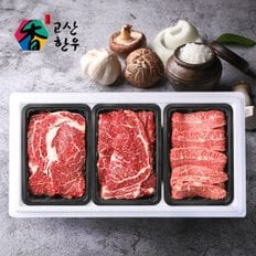 [냉장] 고산한우 1등급이상 암소구이세트 정성드림5호(1kg)/등심400g+채끝300g+부채300g