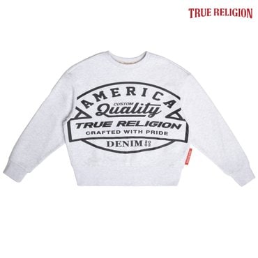 트루릴리젼 [TRUE RELIGION] 아메리카 빅로고 맨투맨 티셔츠 화이트멜란지