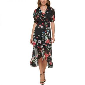 4448431 DKNY Womens V-Neck Calf Midi Dress