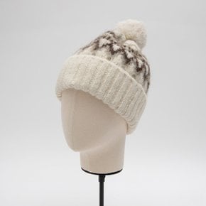 POMPOM KNIT BEANIE IVORY