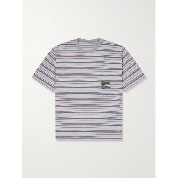 로고 아플리케 스트라이프 코튼 저지 티셔츠 46376663162925189