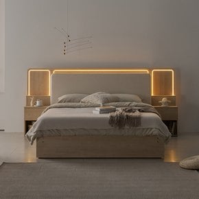 국내제작 인홈 스퀘어 LED 3구 볼레일 서랍 침대 프레임 SS +본넬 매트리스 포함