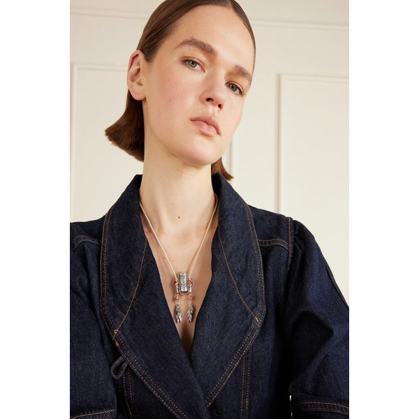 재니스 실버톤 가죽 우드 목걸이 46376663163025759