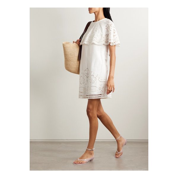 룰라 레이어드 브로드리 앙글레즈 미니 드레스 화이트 46376663162873830