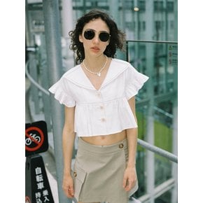 PETITE STITCH CROP BLOUSE_WHITE