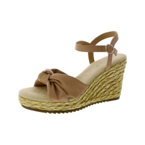 5082251 Anne Klein Wheatley Womens Faux Leather Sandal Wedge Heels