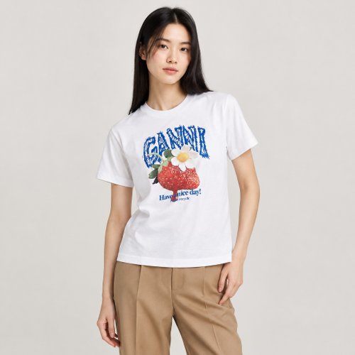 가니 베이비 핏 티셔츠 타이거 브라이트 화이트 A1050258 151
