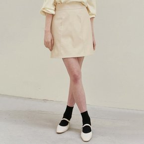 [YAN13] MINIMAL LEATHER SKIRT_CREAM