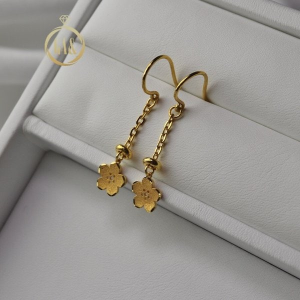 [가앤] 24k순금 꽃 롱 체인 귀걸이 3.75g
