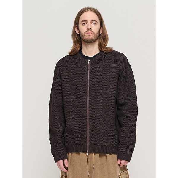 WASHABLE 2-WAY KNIT HACHI CARDIGAN (BROWN)