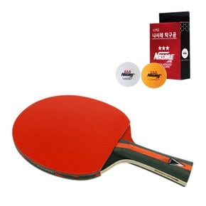 참피온 쉐이크 탁구라켓 탁구채 V3.0S + 나사레 3성 탁구공 12개입 (색상랜덤)