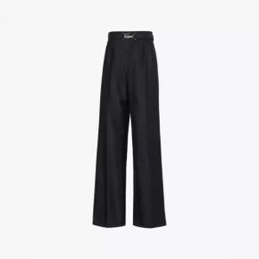 5463938 LACOSTE Juan logo-belt wide leg wool-blend twill trousers