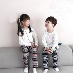 B86 키즈 아동 융 눈꽃 레깅스 팬츠XXL 아이보리 어린이 잠옷 바지