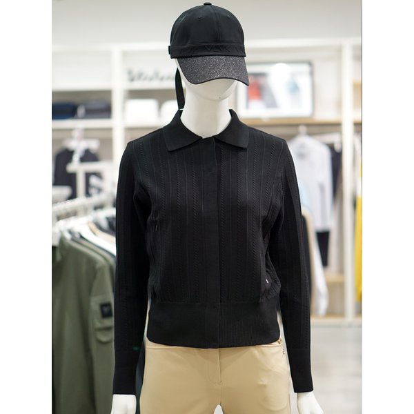 [여주점] 골프웨어 여성 골프 골조직 시보리 카라 니트 집업 SN901