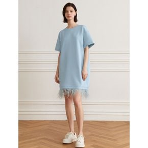 YY_Fringed loose-fit dress_BLUE