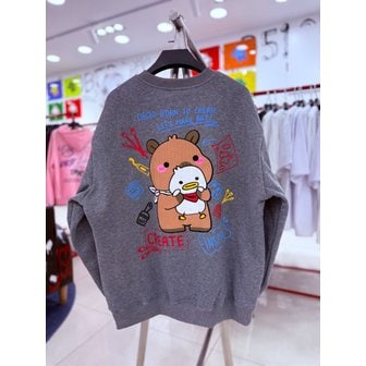 더블제이디 [여주점] 아기카피바라, 오버핏, 맨투맨 그레이,JGZZ22B27