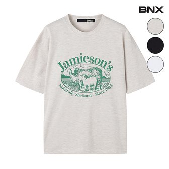 BNX 자메이슨 프린팅 코튼 박스핏 반팔 티셔츠 (BW2TS038L0)
