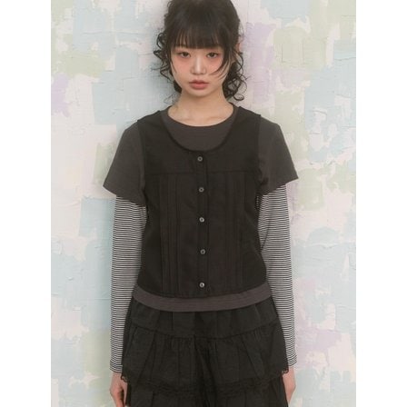 나이엔 Flower Button Pintuck Vest