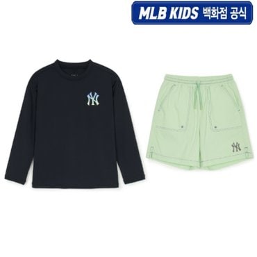 MLB키즈 [백화점공식] 245SS 베이직 티셔츠형 래쉬가드 세트  7ASWB2253-50BKS