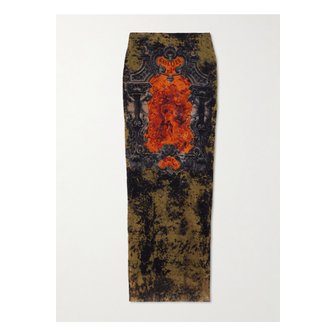 JEAN PAUL GAULTIER 장폴고띠에 프린트 메시 미디 스커트 오렌지 46376663162889075