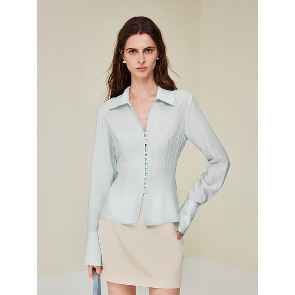 YY_Scissor collar waist blouse_2color