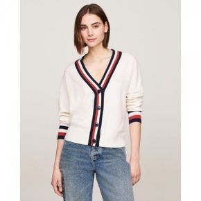 4822175 Tommy Hilfiger Global Stripe Wool Cardigan - Ivory Petal