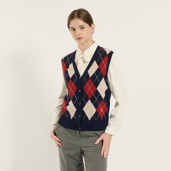 [여주점] 아가일 패턴 V 넥 니트 베스트 B5C8K515