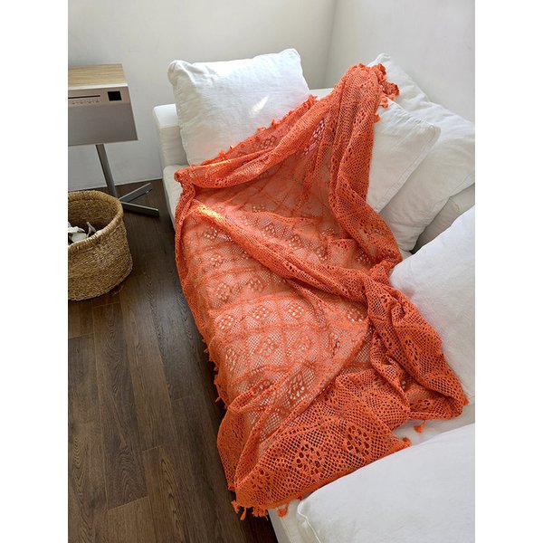 오렌지 다이아몬드 크로쉐 모티브 다용도 러너