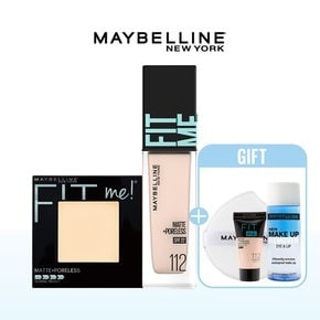 뉴욕 핏미 파운데이션+핏미 파우더 팩트+ 쿠션퍼프 + 핏미 파운데이션 5ml + 리무버 20ml