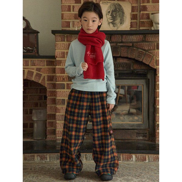 체크 플리스 팬츠 (S-JL)