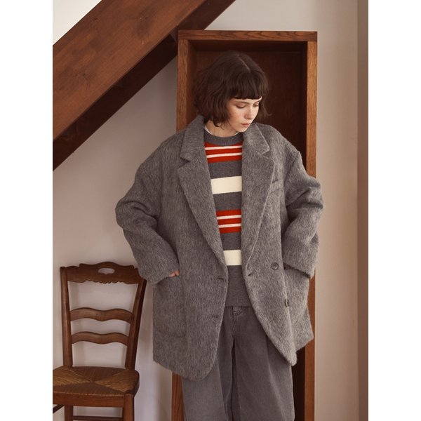 Over-fit Half Two Button Jacket gray