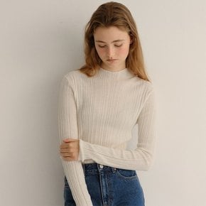 wool blend ribbed pullover (cream)