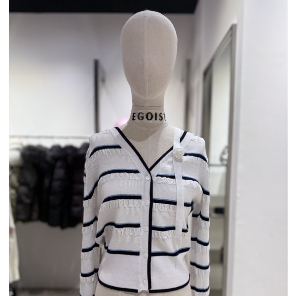 [여주점] 로즈 원숄더 스트라이프 니트 가디건 ES2OKG51