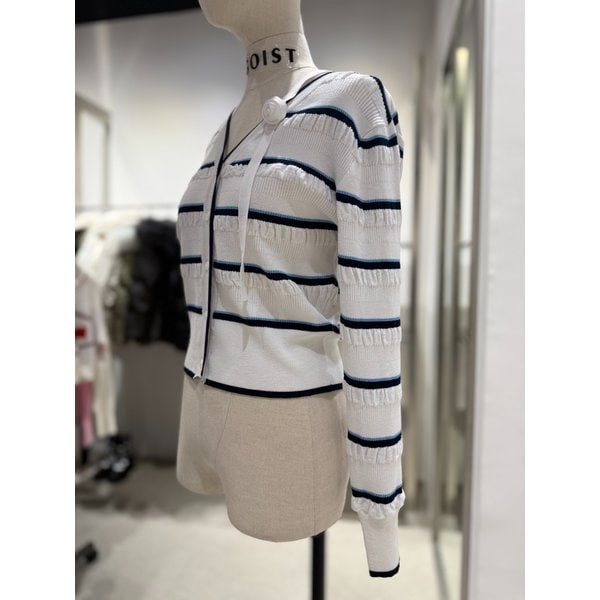 [여주점] 로즈 원숄더 스트라이프 니트 가디건 ES2OKG51