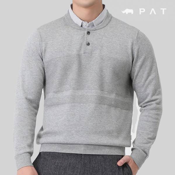확대된 대표 PAT 만수점 / PAT 피에이티 남성 솔리드 이중에리 스웨터
