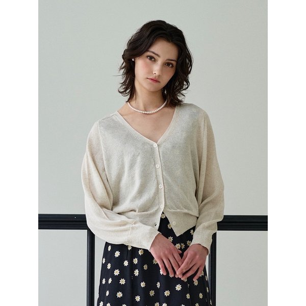 Summer Linen Knit Cardigan_Beige