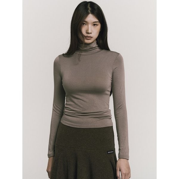 [ESSENTIAL] SLIM TURTLENECK TOP_BROWN