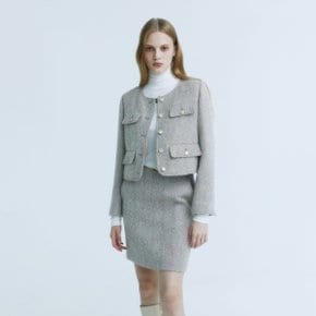 LOREN Crop Wool Tweed Jacket_Beige