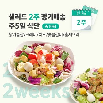 포켓샐러드 샐러드 2주 정기배송 주5일 (베스트 샐러드_닭+크래미+치즈+숯불+훈제오리)