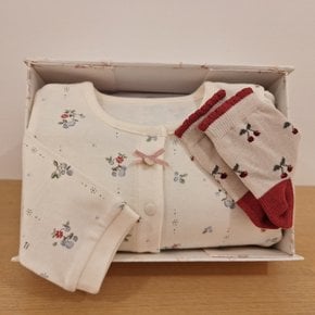 [26년FW출산선물] CR)블루베리우주복&큐트체리패턴단말세트(36A70-041-11*36A14-810-07)