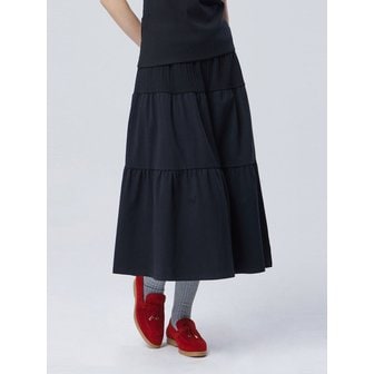 베네통 티어드 블록 스커트_BASK91611BK