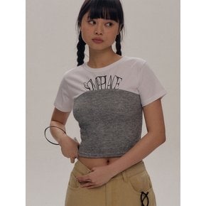 Logo Bustier Layered Tube Top Line Short Sleeve T-Shirt [Black]