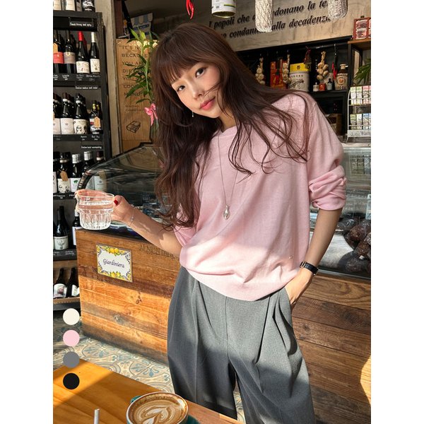 루미 실크 럭스 크루넥 니트 / LUMI SILK LUXE CREW NECK KNIT_4colors