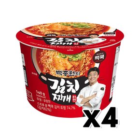 빽쿡 백종원의 김치찌개라면 큰컵사발면 140g x 4개