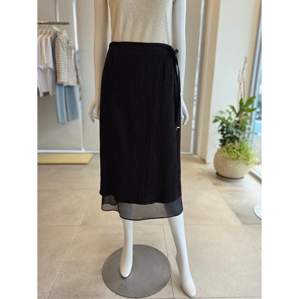 [여주점] [더 아이잗] 여성 링클 시스루 헴 H라인 스커트 (IS3A0SK051)