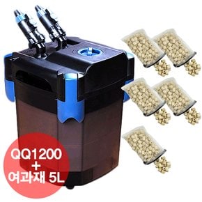 QQ아쿠아 외부여과기 QQ1200 + 팝콘 링 여과재 5리터 풀세트 BC1200