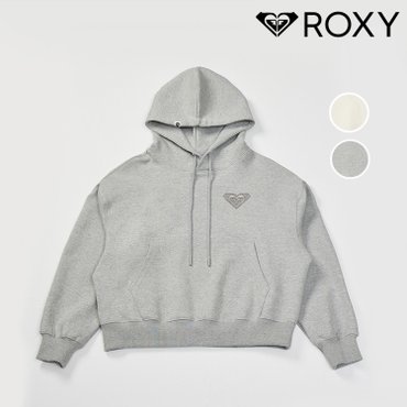 록시 EMBROIDERY HOODIE  세미 크롭 후드티셔츠 (RF11LT101)
