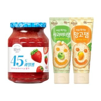  복음자리 45도 딸기잼 +짜먹는 사과버터잼 +망고잼 (총3개)