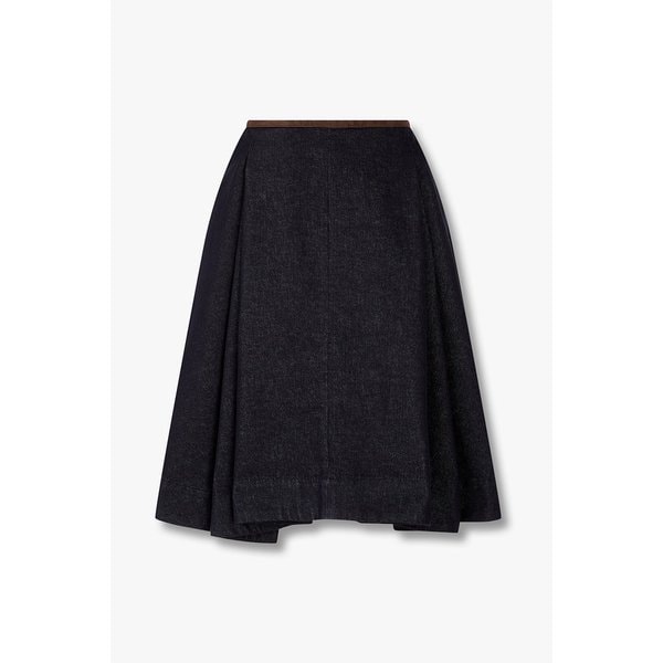 스웨이드 배색 플레어 데님 스커트 7115455906146