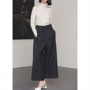 WIAST BAND CHECK WIDE LEG PANTS (1984728)